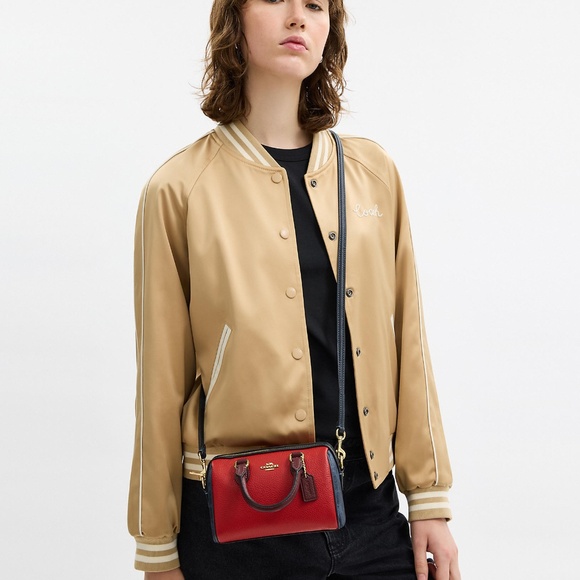 New ❤️💙Coach Red/Navy Mini Rowan Crossbody Bag In Colorblock Signature Canvas - Picture 5 of 7